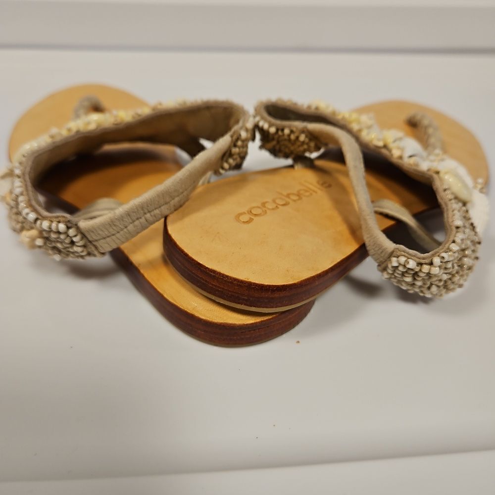Rare Cocobelle Italian Leather Sandals Embellished with shells sz 6.5 - Picture 8 of 11